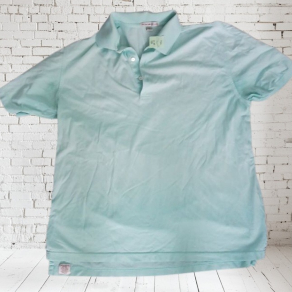 Peter Millar Mint Green Polo Shirt 100% Cotton Size M
